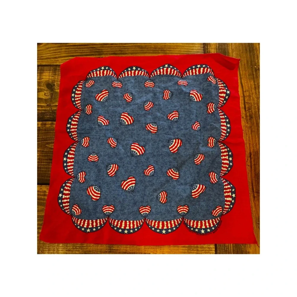 Springs Bandana Red Blue Excellent Americana Hearts Bunting Made in USA RN15582